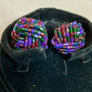 Vintage Multicolor Beaded Earrings